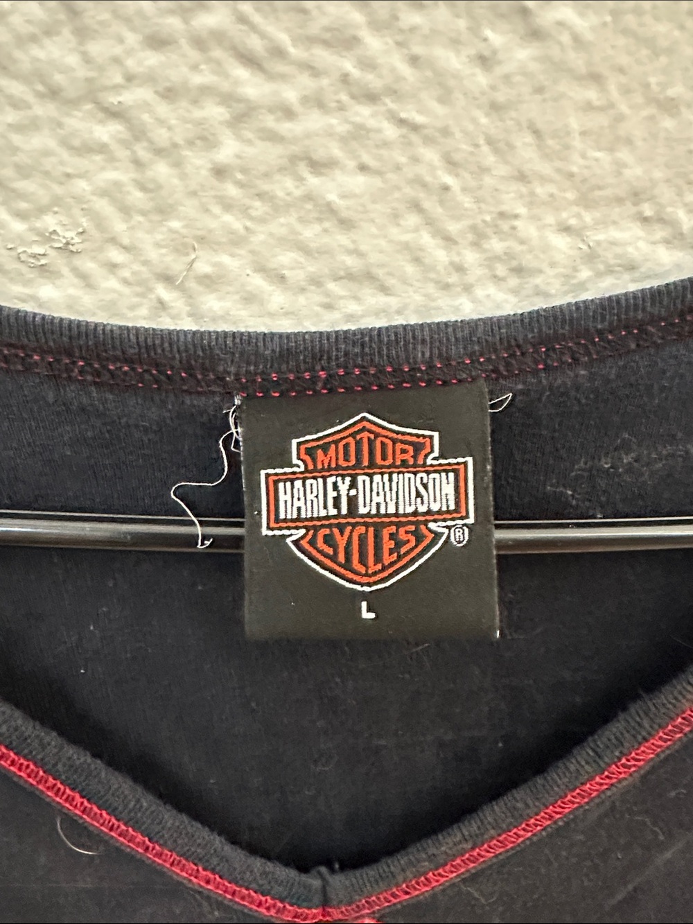 Harley-Davidson Black Tank Top with Red Trim and White/Black Pattern - Picture 3 of 3